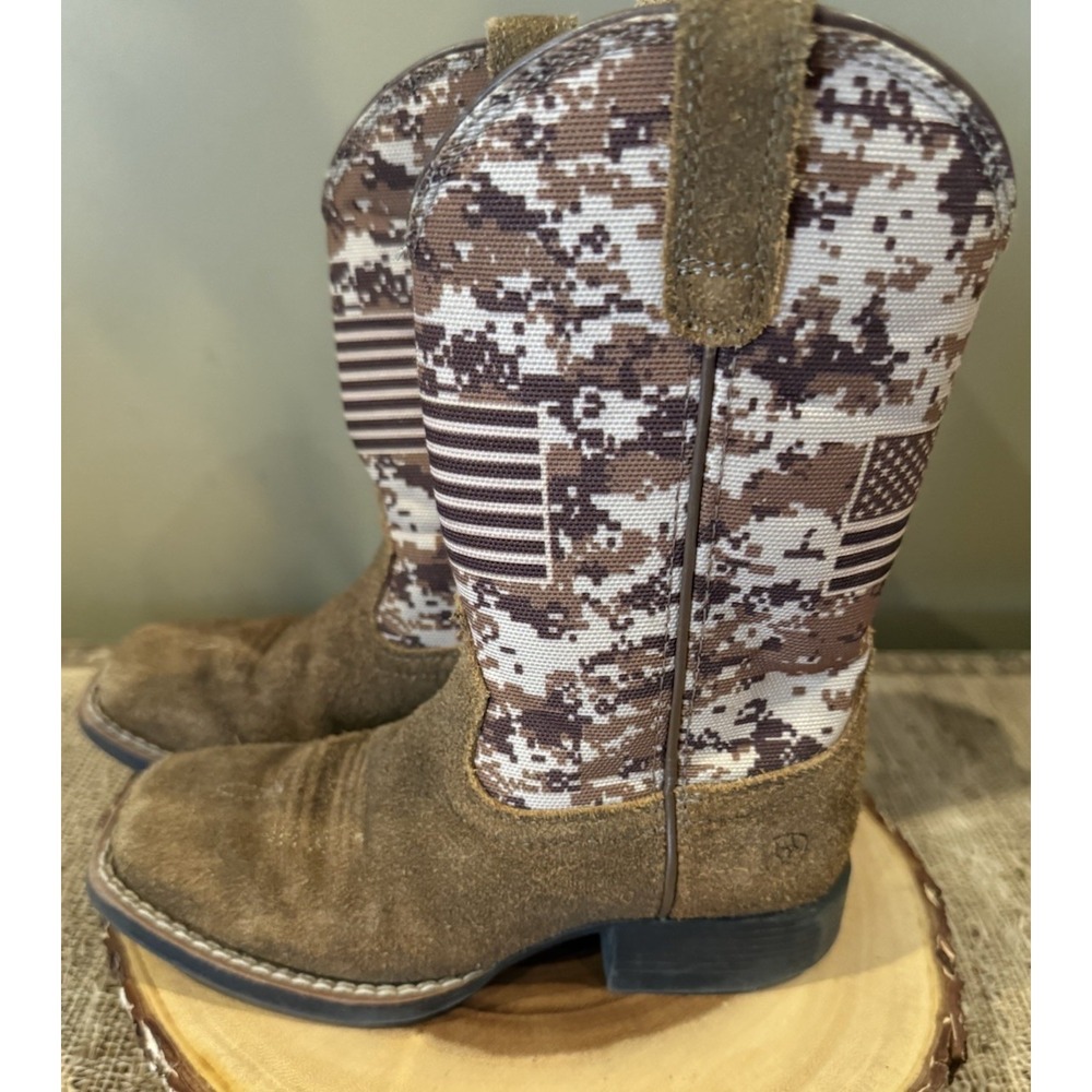 Ariat Kids Sport Patriot Western Boots Camo American Flag Brown Sz-11 - Picture 3 of 15